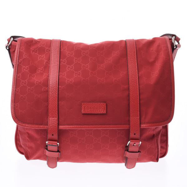 GUCCI Gucci GG Pattern Outlet Red 510334 Unisex Nylon/Leather Shoulder Bag A Rank Used Ginzo