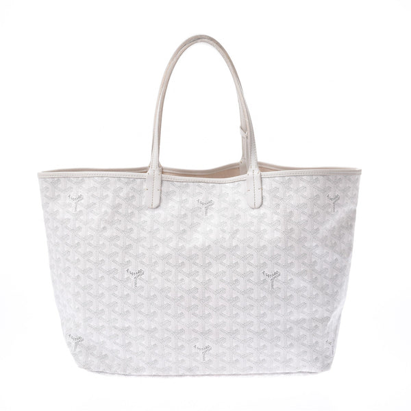 GOYARD Saint-Louis PM White Unisex PVC/Leather Tote Bag Rank B Used Ginzo