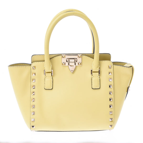 Valentino Garavani Valentino Garavani 2Way bag studded yellow unisex scarf handbag B rank used silver stock