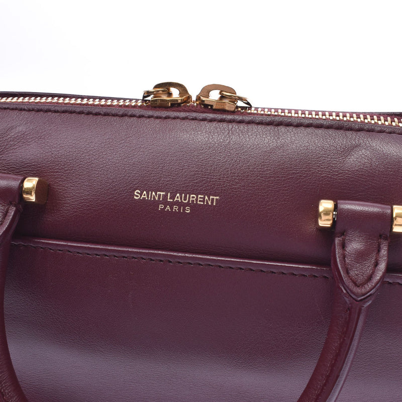 SAINT LAURENT Baby Duffle Handbag Bordeaux Ladies Calf 2WAY Bag AB Rank Used Ginzo