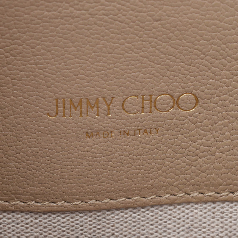JIMMY CHOO Jimmy Choo 2WAY Bag Beige Gold Hardware Unisex Calf Handbag AB Rank Used Ginzo
