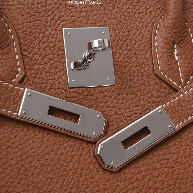 HERMES エルメス バーキン 35 ゴールド シルバー金具 □R刻印(2014年頃) ユニセックス トリヨンクレマンス ハンドバッグ Aランク 中古 銀蔵