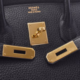 HERMES Birkin 35 black gold metal fittings □A stamped (around 1997) Unisex Ardennes handbag AB rank used silver ware