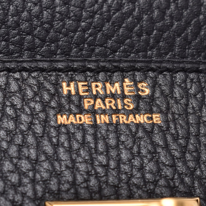 HERMES Birkin 35黑色黄金金属配件□A邮票（约1997年）男女皆宜的Ardennes手袋AB等级二手银器