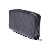 LOUIS VUITTON ルイヴィトンモノグラムエクリプスジッピー XL black / gray M41503 men long wallet AB rank used silver storehouse