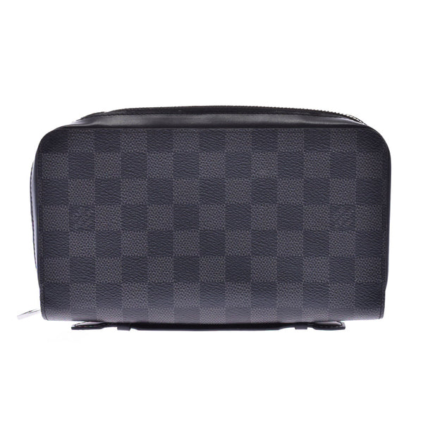 LOUIS VUITTON Louis Vuitton Damier Graphite Zippy XL Black/Gray N41503 Men's Long Wallet AB Rank Used Ginzo