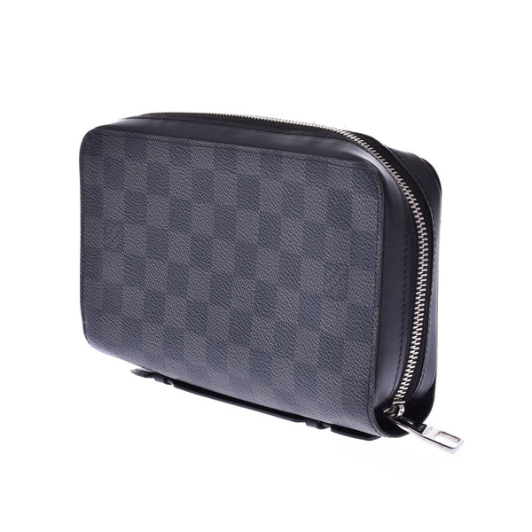 LOUIS VUITTON Louis Vuitton Damier Graphite Zippy XL Black/Gray N41503 Men's Long Wallet AB Rank Used Ginzo