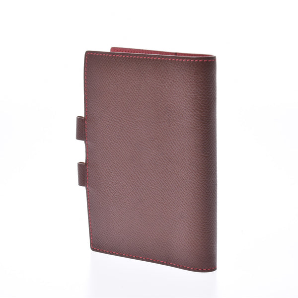 HERMES Hermes Agenda Bicolor Brown/Red A Engraved (c. 1997) Unisex Kushbel Notebook Cover A Rank Used Ginzo