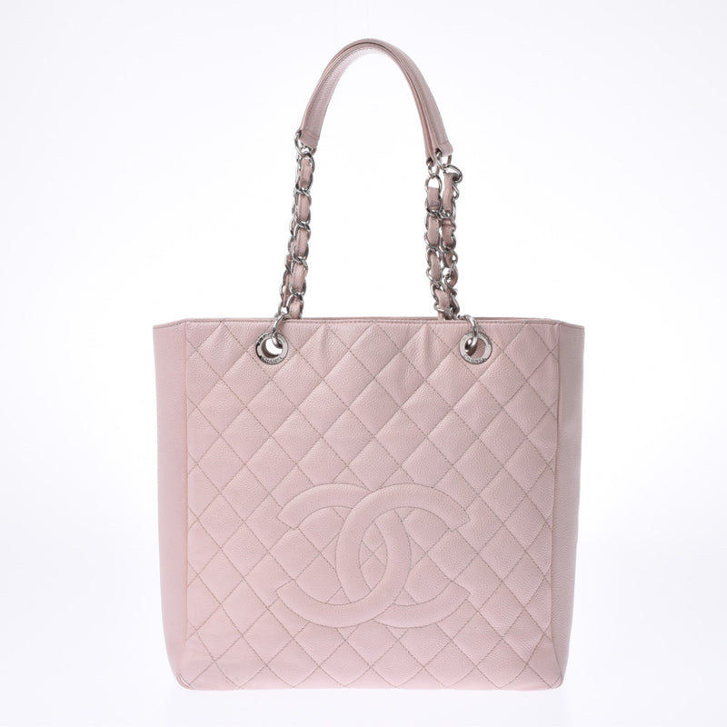 CHANEL Chanel chain Thoth pink silver metal fittings Lady's caviar skin tote bag B rank used silver storehouse