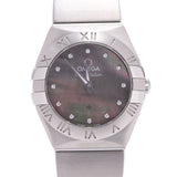 欧米茄（Omega）Omega Constellation Blush Tahitian 12P Diamond 123.10.24.60.57.003 Ladies SS Watch石英黑色外壳表盘二手的Ginzo