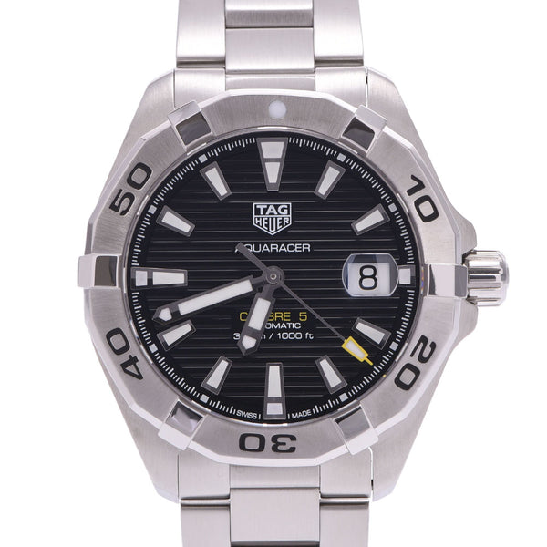 TAG HEUER aqua racer WBD21110 men's SS watch self-winding black dial A rank used Ginzo