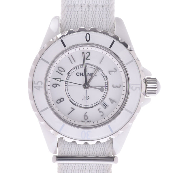 CHANEL CHANEL J12 33mm H4656 Women's White Ceramic/Nylon Watch Quartz White Dial A Rank Used Ginzo