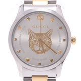 GUCCI Gucci G thymeless cat 126.4 men's GP/SS watch quartz silver clockface A rank used silver storehouse