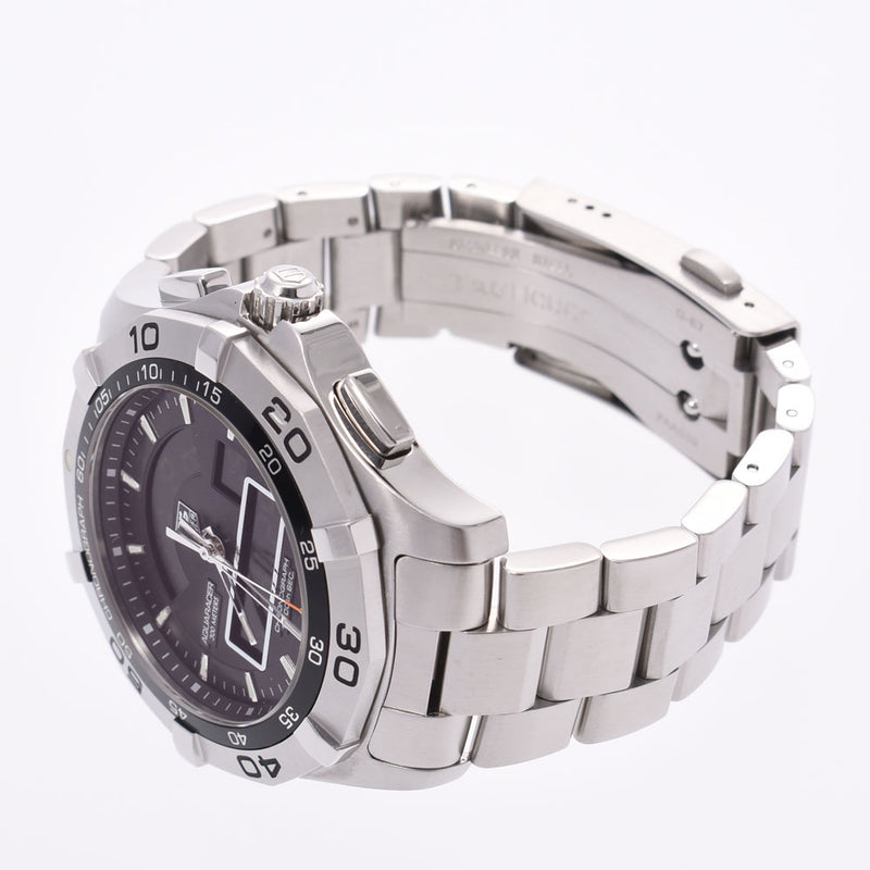 TAG HEUER タグホイヤーアクアレーサークロノタイマー CAF1010.BA0821 men SS watch lindera board A rank used silver storehouse