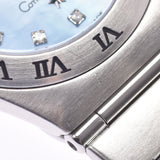 OMEGA Omega Constellation Mini 12P Diamond 1562.85 Ladies SS Watch Quartz Blue Shell Dial AB Rank Used Ginzo