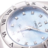 OMEGA Omega Constellation Mini 12P Diamond 1562.85 Ladies SS Watch Quartz Blue Shell Dial AB Rank Used Ginzo