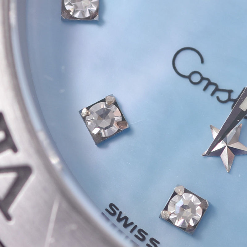 OMEGA Omega Constellation Mini 12P Diamond 1562.85 Ladies SS Watch Quartz Blue Shell Dial AB Rank Used Ginzo