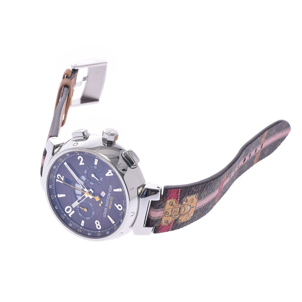 LOUIS VUITTON Louis Vuitton tambour regatta Kurono LV cup Q1021 men SS/ leather watch self-winding watch brown clockface A rank used silver storehouse