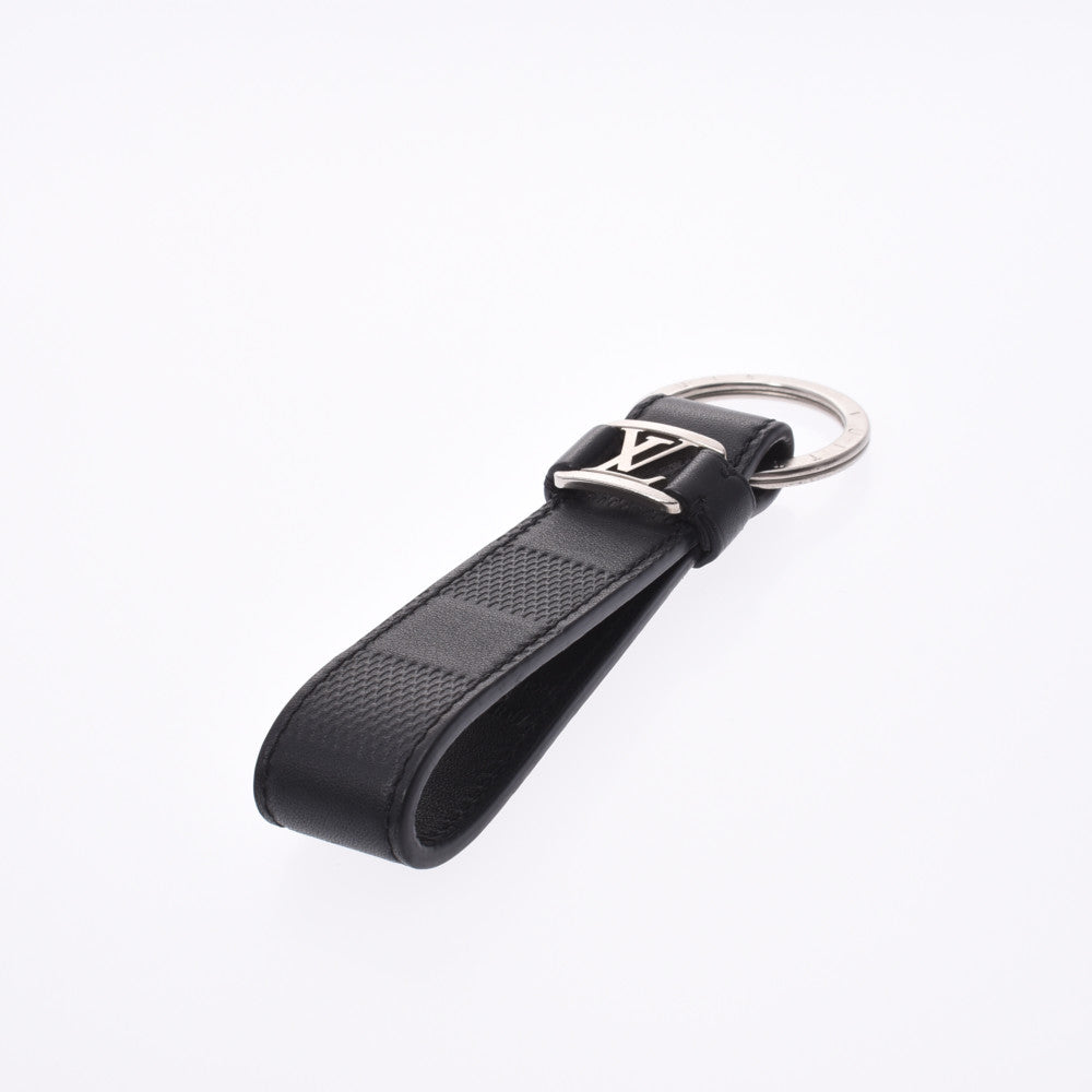 LOUIS VUITTON 黒レザーキーリング Louis Vuitton Infini LV Dragon Nu Keyring 14137 Black Men's