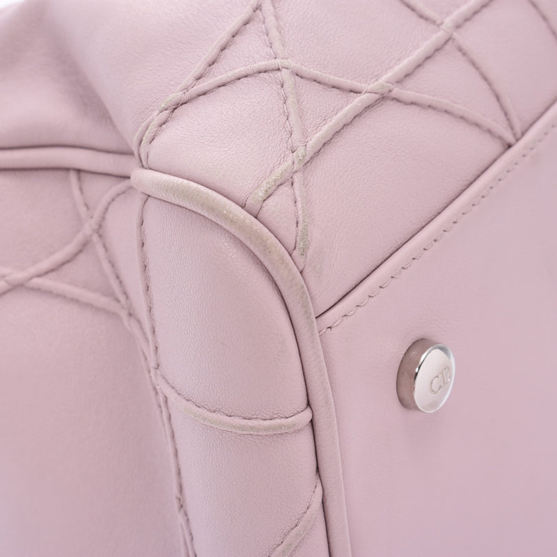 克里斯汀·迪奥（Christian Dior）粉色银色硬件女士小牛皮手提包B等级二手Ginzo