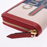 GUCCI Zip Around Wallet Red Gold Metal Fittings 524790 Unisex Calf/Linen Long Wallet Unused Ginzo