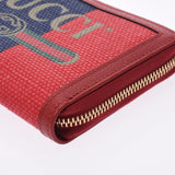 GUCCI Zip Around Wallet Red Gold Metal Fittings 524790 Unisex Calf/Linen Long Wallet Unused Ginzo