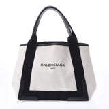 BALENCIAGA Navy Hippo S White / Black Ladies Canvas / Leather Handbag AB Rank Used Ginzo