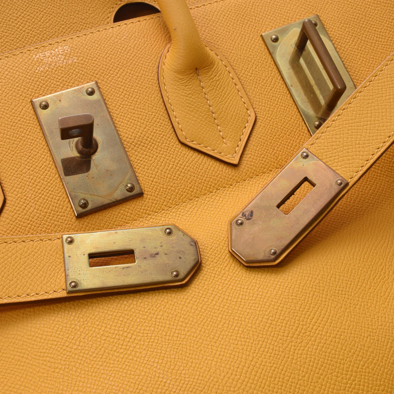 HERMES Hermès oracloa 50 Soleil gold metal 金具 M engraved (circa 2009) unisex Vogue Epsom handbags B-rank second-hand silver