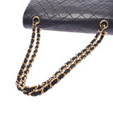 CHANEL Mattelasse chain shoulder bag 25cm black gold metal fittings ladies lambskin shoulder bag B rank used Ginzo