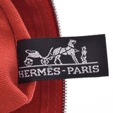 HERMES エルメス カンヌ PM 赤系×アイボリー ユニセックス キャンバス ハンドバッグ ABランク 中古 銀蔵