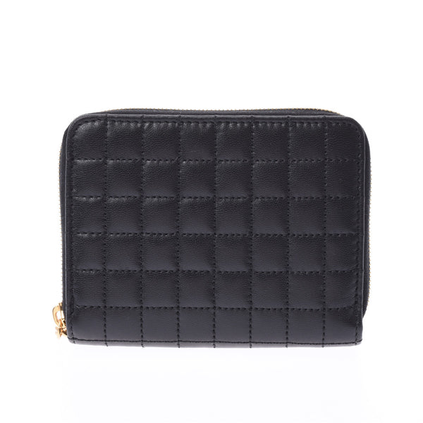 CELINE セリーヌコンパクトジップドウォレット coin purse quilting black 10B663BFL.38NO Lady's calf coin case-free silver storehouse