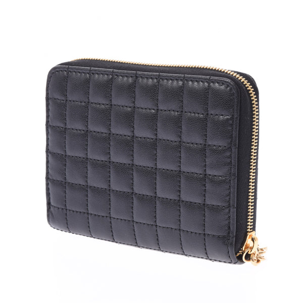 CELINE セリーヌコンパクトジップドウォレット coin purse quilting black 10B663BFL.38NO Lady's calf coin case-free silver storehouse