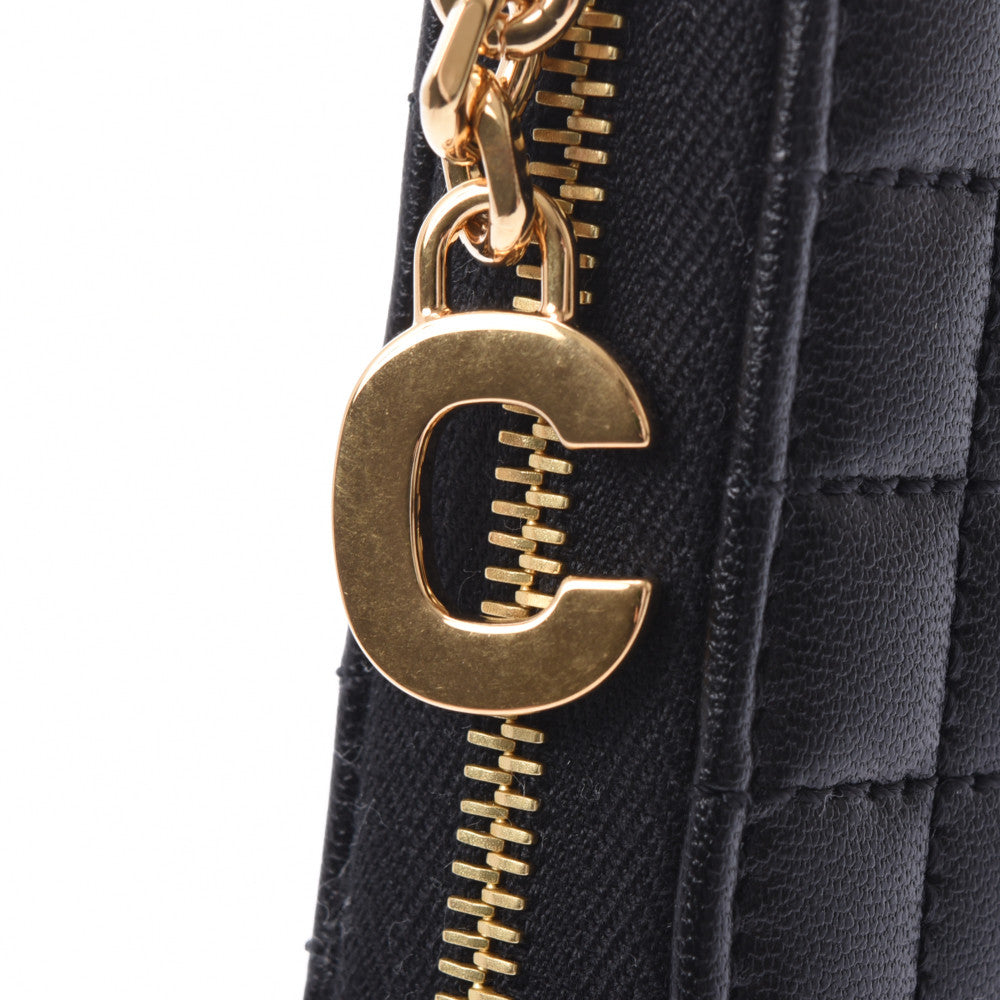 セリーヌラウンドファスナー長財布 キルティング 黒 レディース 長財布