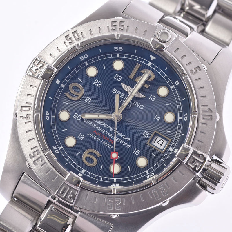 BREITLING BREITING A Super Ocean A179C66PFA Men' s watch, automatic winding, blue, blue, A rank, used, used silver.