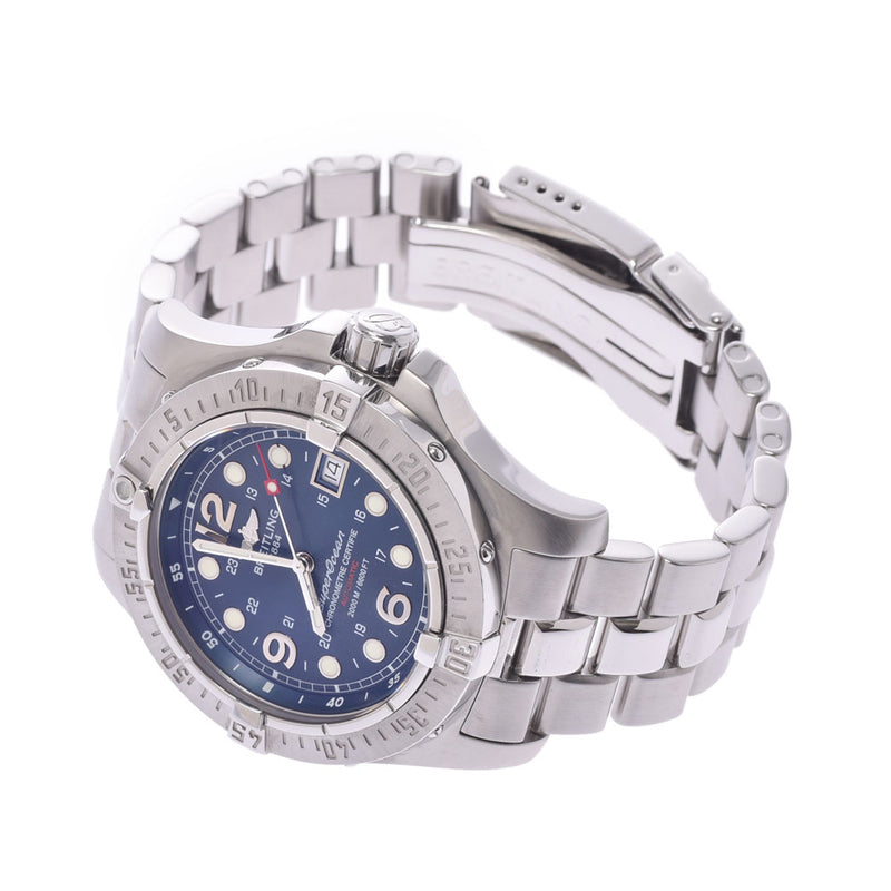 BREITLING BREITING A Super Ocean A179C66PFA Men' s watch, automatic winding, blue, blue, A rank, used, used silver.