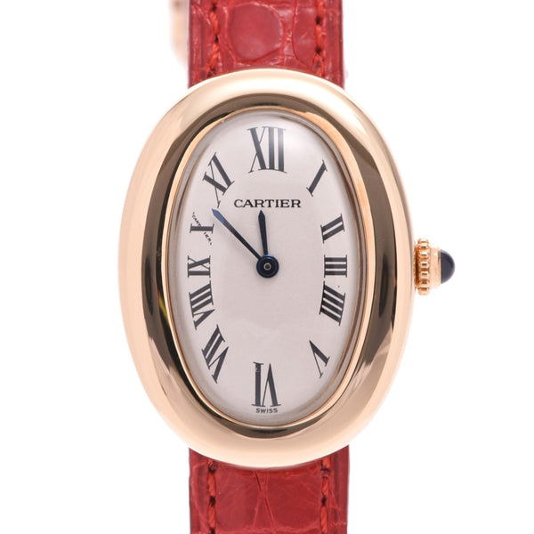 Cartier Cartier benuir ladies YG/leather watch Quartz White Dial A Rank used silver