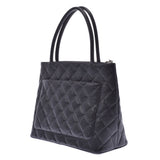 CHANEL Reprint Tote Black Silver Hardware Ladies Caviar Skin Tote Bag A Rank Used Ginzo