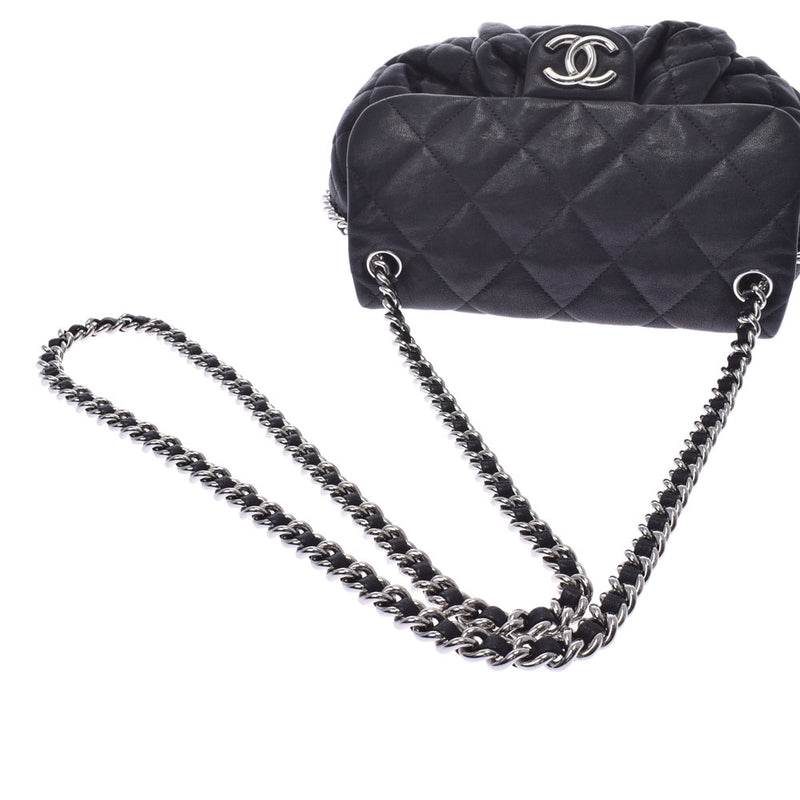 Chanel mastrasse chain around large black silver hardware Womens calf shoulder bag
