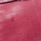 25 HERMES Hermes Birkin fuchsia pink silver metal fittings □ K carved seal (about 2007) Lady's lizard handbag B ranks used silver storehouse