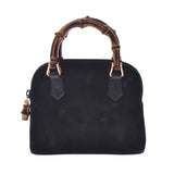 GUCCI Bamboo 2WAY Mini Bag Black Ladies Suede/Leather Handbag B Rank Used Ginzo