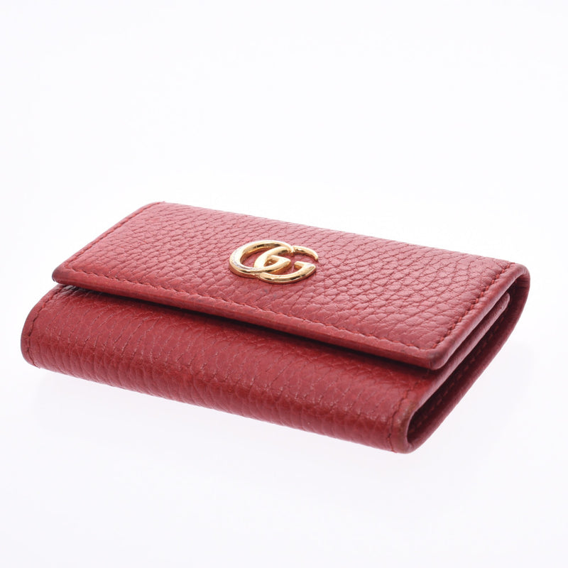 GUCCI Gucci GG Marmont 6 consecutive key case red gold metal fittings 456118 unisex calf key case B rank used Ginzo