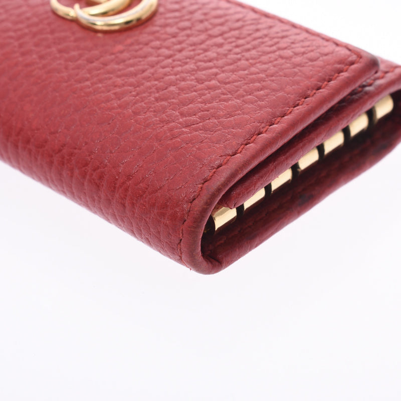 GUCCI Gucci GG Marmont 6 consecutive key case red gold metal fittings 456118 unisex calf key case B rank used Ginzo