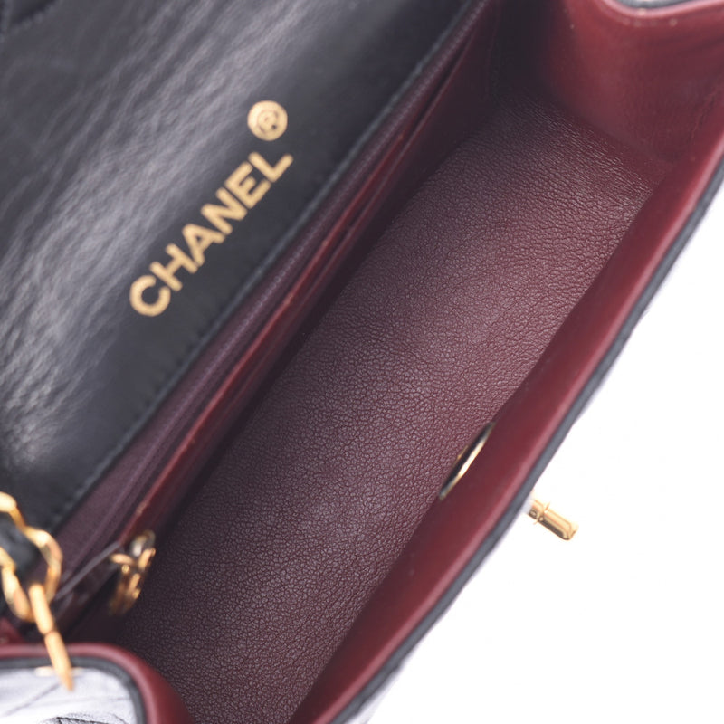CHANEL シャネル ミニマトラッセ チェーンショルダーバッグ 黒 ゴールド金具 レディース ラムスキン ショルダーバッグ ABランク 中古 銀蔵
