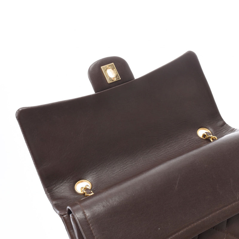 CHANEL CHANEL MATRSE Chain Shoulder Bag Medium Dark Brown Gold Metal Fittings Ladies Lambskin Shoulder Bag AB Rank Used Ginzo