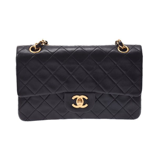 CHANEL Chanel Matrasse Chain Shoulder Bag 23cm Black Gold Hardware Ladies Lambskin Shoulder Bag B Rank Used Ginzo