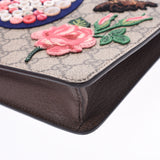 GUCCI Gucci butterfly motif button / embroidery graige system 433665 unisex PVC/ leather clutch bag A rank used silver storehouse