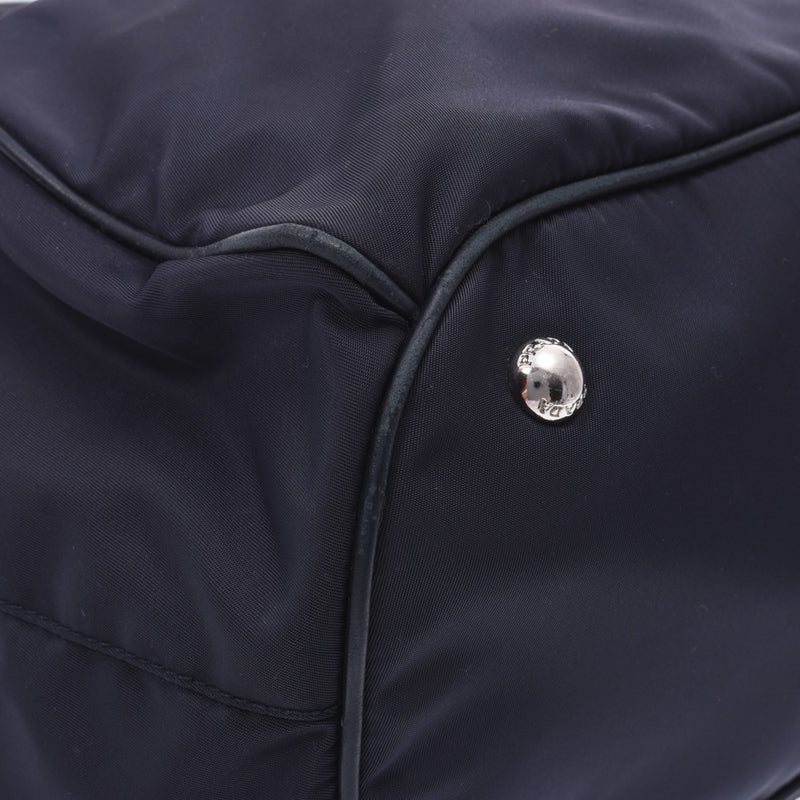 PRADA Prada 2WAY bag dark blue BR4992 Lady's nylon / leather handbag B rank used silver storehouse