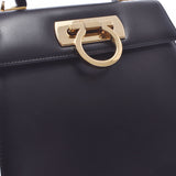 Salvatore Ferragamo フェラガモガンチーニ 2WAY bag black gold metal fittings Lady's calf handbag A rank used silver storehouse