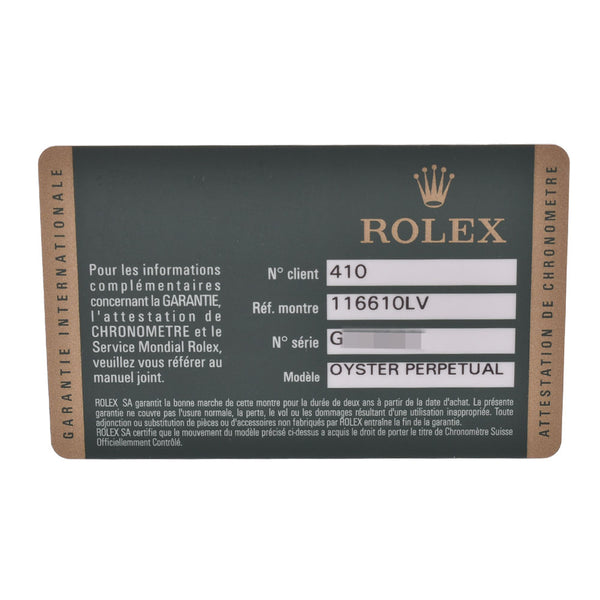 ROLEX ロレックス サブマリーナ 116610LV メンズ SS 腕時計 自動巻き 緑文字盤 Aランク 中古 銀蔵
