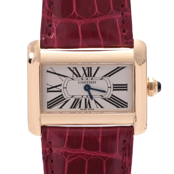 CARTIER Cartier Mini Tank Divan 2020 Completed W6300356 Boys YG / Leather Watch Quartz White Dial A Rank Used Ginzo